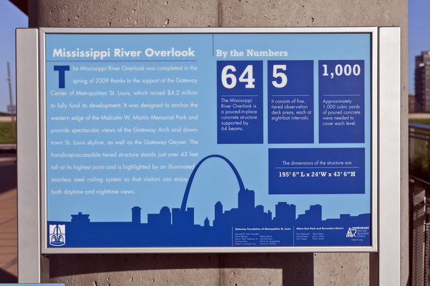 St. Louis Skyline & Mississippi joen tähystyskyltti
 - Valokuva, kuva