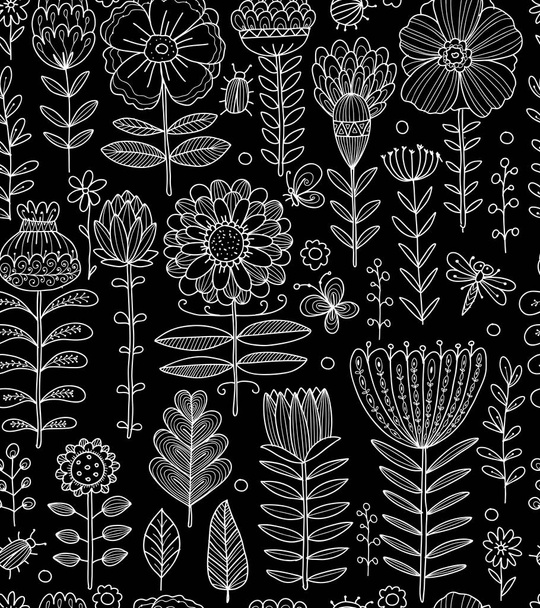 Floral meadow, seamless pattern for your design - Vetor, Imagem