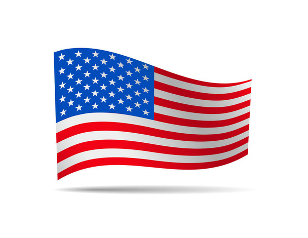 Waving USA flag in the wind. Flag on white background. - Vecteur, image