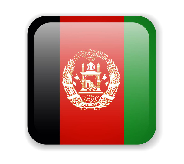 Afghanistan Flag. Bright Square Icon. Vector Illustration - Vector, Image