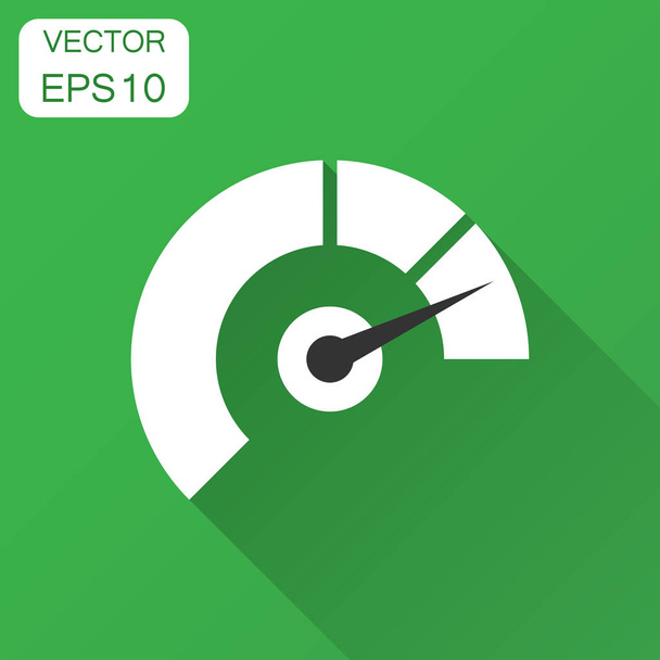Meter dashboard icon in flat style. Credit score indicator level vector illustration with long shadow. Gauges with measure scale business concept. - Vector, Image