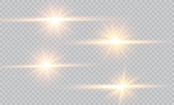 Vector illustratie van abstracte lichtstralen. Een verzameling sterren, licht en straling, stralen en helderheid. - Vector, afbeelding