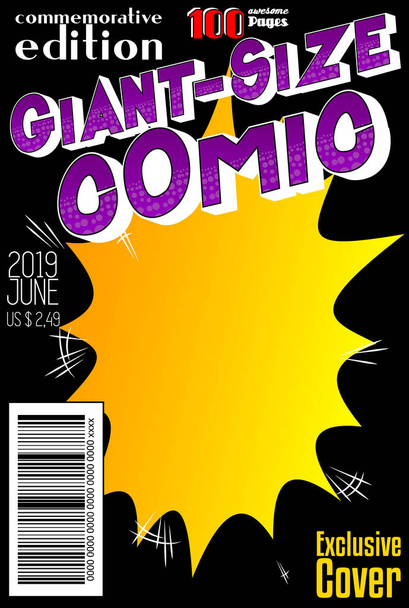 Editable comic book cover with abstract background. Vector illustration style cartoon. - Vector, Image