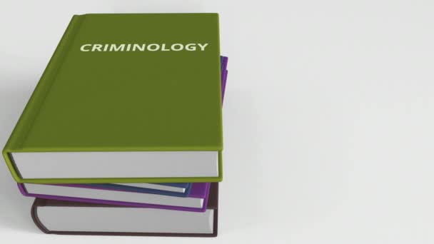 Libro con título de CRIMINOLOGÍA. Animación 3D
 - Metraje, vídeo