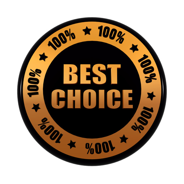 best choice 100 percentages in golden black circle label - Photo, Image