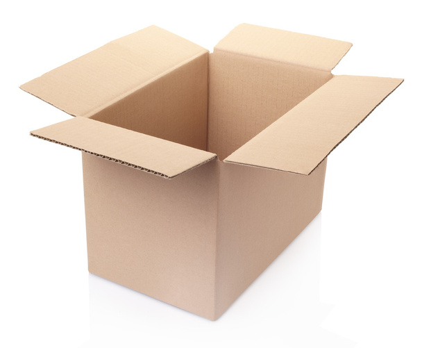 Open cardboard box on white - Foto, afbeelding