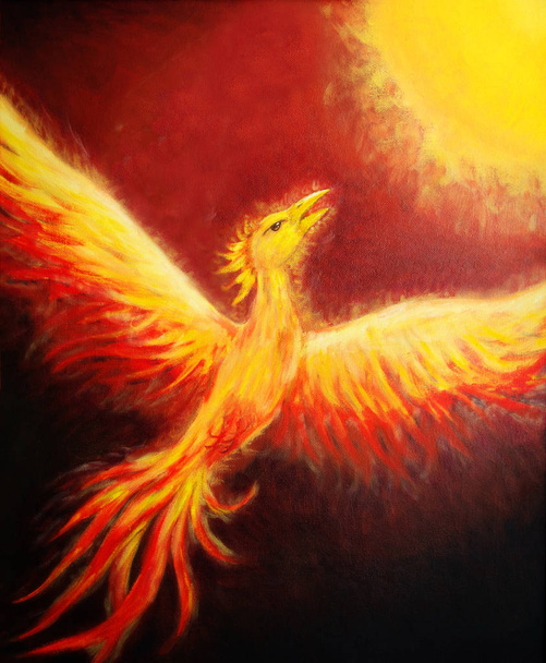 Flying phoenix bird as symbol of rebirth and new beginning. - Photo, Image