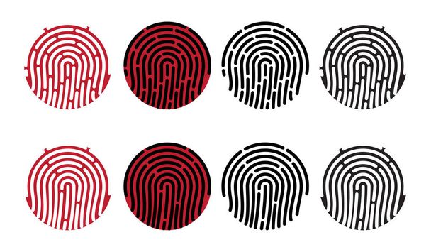 Színes ujjlenyomat szimbólumok használandó biztonsági ikonok a számítógépek és a mobiltelefonok alkalmazások - Vektor, kép