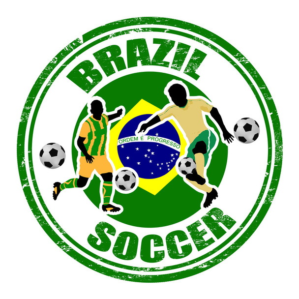 Brezilya futbol damgası - Vektör, Görsel