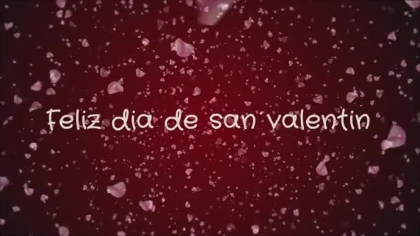 Animacja Feliz dia de san Valentin, Happy Valentines day w języku hiszpańskim, karty z pozdrowieniami - Materiał filmowy, wideo