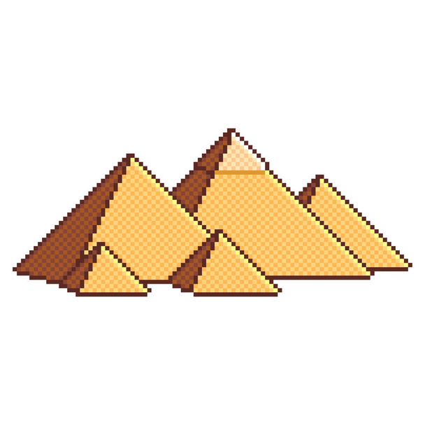 Pixel art Egyptian pyramids wonders of the world detailed illustration isolated vector - Vector, Image