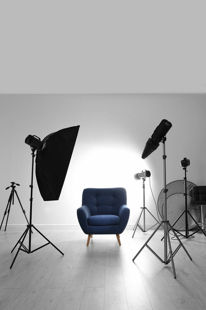 Interior of modern photo studio with professional equipment - Фото, зображення