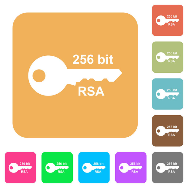 256 bit rsa κρυπτογράφησης flat εικονίδια στην στρογγυλεμένες πλατεία ζωηρό χρώμα φόντου. - Διάνυσμα, εικόνα