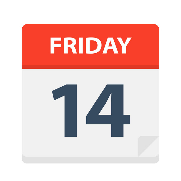 Friday 14 - Calendar Icon - Vector Illustration - Vector, Image