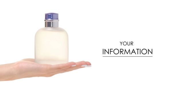 Perfume bottle in hand pattern - Zdjęcie, obraz