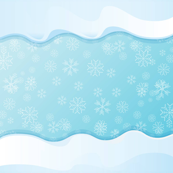 vetor de inverno bonés de neve isolado no fundo do céu azul com flocos de neve. borda de neve de inverno ou quadro para venda de inverno ou design de banner de Natal
 - Vetor, Imagem