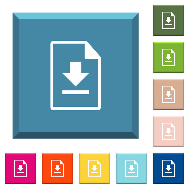 Baixar ícones de arquivo branco em botões quadrados afiados em várias cores da moda
 - Vetor, Imagem