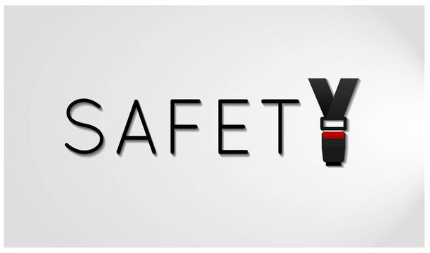 Safety sign with seatbelt icon. Flat style vector illustration. - Vector, Image