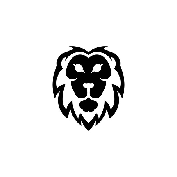Lion Head Logo Template, Lion Strong and Gallant Face with Bushy Hairy  - Vector, Image