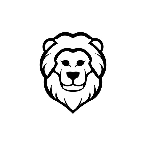 Plantilla de logotipo de cabeza de león, cara fuerte y galante de león con peludo tupido
  - Vector, imagen