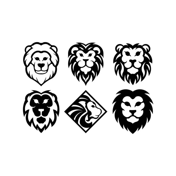Lví hlava Logo šablonu, lev silná a Gallant tvář s huňaté Chlupaté  - Vektor, obrázek
