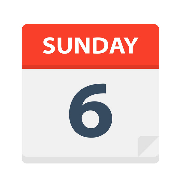 Sunday 6 - Calendar Icon - Vector Illustration - Vektor, Bild