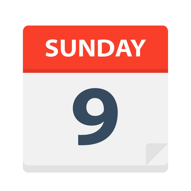 Sunday 9 - Calendar Icon - Vector Illustration - Vektor, Bild