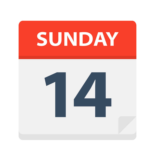 Sunday 14 - Calendar Icon - Vector Illustration - Vector, Image