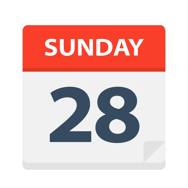 Sunday 28 - Calendar Icon - Vector Illustration - Vector, Image