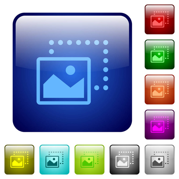 Přetáhněte obrázek na dolní levé ikony v sadě lesklý tlačítko zaoblený čtverec barev - Vektor, obrázek