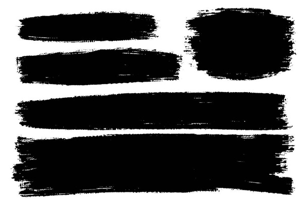 背景の汚れ、手描きブラシ ストロークのベクトルを設定します。白黒のデザイン要素を設定します。ブラック カラーの芸術的な手描き背景様々 な形. - ベクター画像
