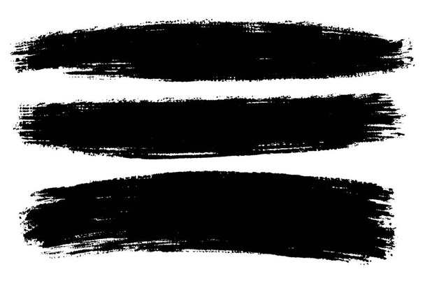 Vector set of hand drawn brush strokes, stains for backdrops. Monochrome design elements set. Black color artistic hand drawn backgrounds various shape. - Vector, Image