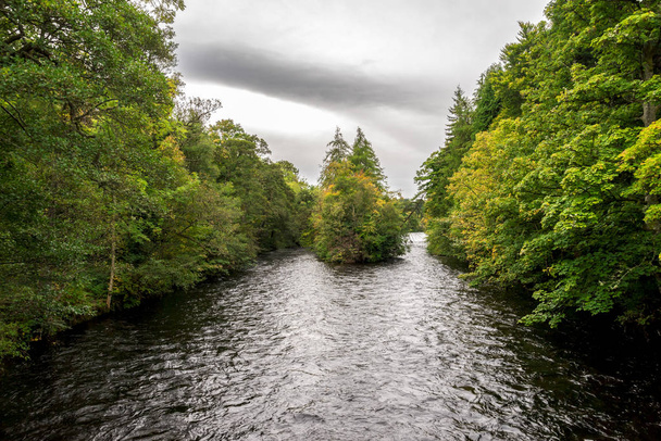 Early autumn landscape view from Ness islands to the river, Inverness, Scotland - Photo, Image