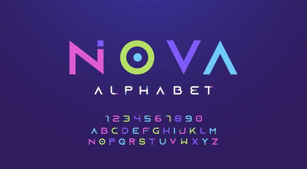 Colorful letters and numbers font set. Colored alphabet, typography modern color design concept. vector illustration - Vector, Image