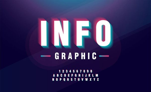 Glitched alphabet font design. headline, typeface, logo, fonts letters and numbers. typography technology design concept - Vector, Image