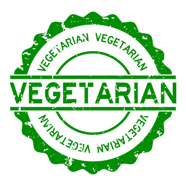 Vegetariánské slovo grunge zelené kulaté razítko pečeť na bílém pozadí - Vektor, obrázek