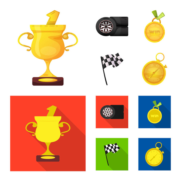 Vector illustration of car and rally symbol. Collection of car and race vector icon for stock. - Vector, imagen