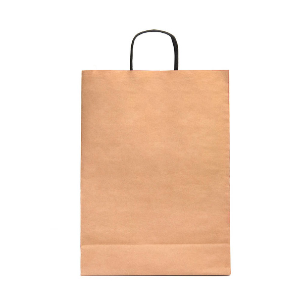 Recycelte Bastelpapier-Einkaufstasche auf weißem Hintergrund. - Foto, Bild