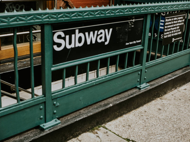 subway sign and entrance on background - Photo, Image