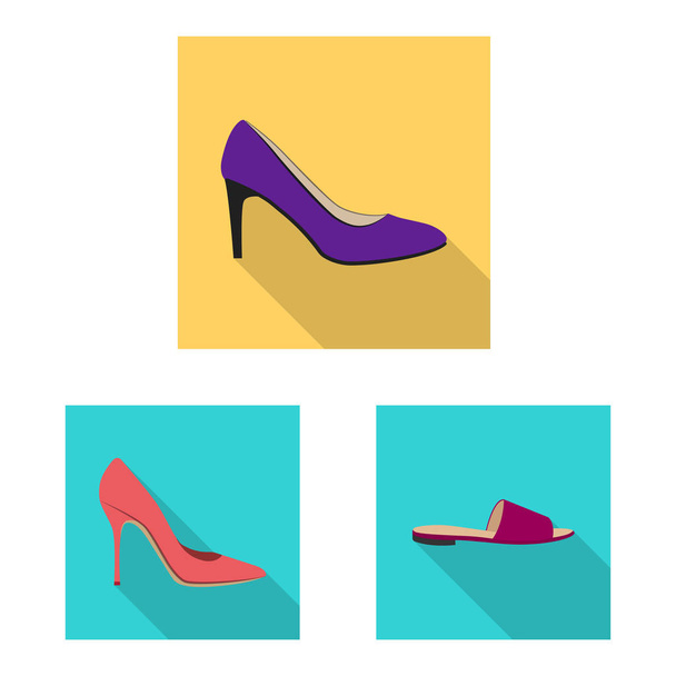 Vector illustration of footwear and woman icon. Collection of footwear and foot stock symbol for web. - ベクター画像