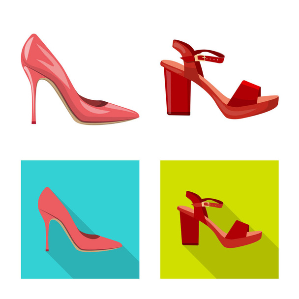 Isolated object of footwear and woman sign. Set of footwear and foot stock symbol for web. - Vector, Imagen