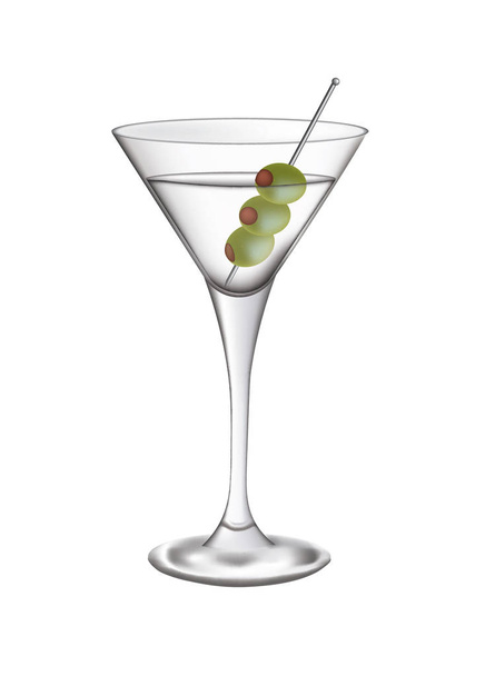 Martini glass with olives.vector illustration - Вектор,изображение