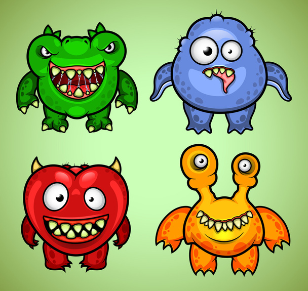 Set of four funny monsters variation 2 - Vektör, Görsel