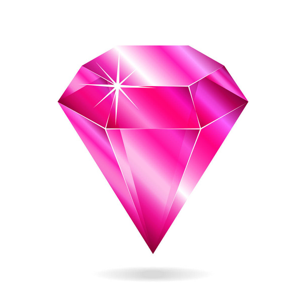 Pink gemstone. Isolated object on a white background, vector illustration - Vector, Image