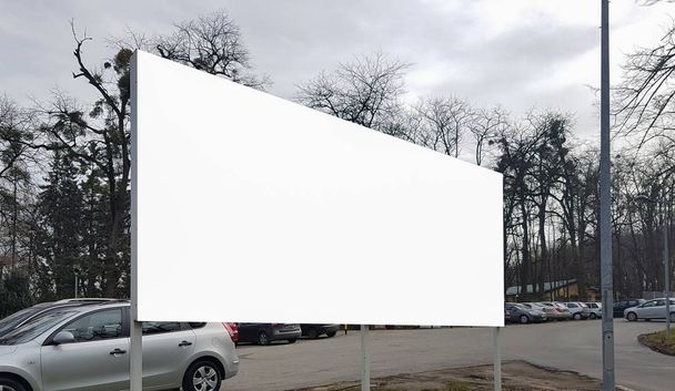 Large Outdoor City Urban White Blank Advertisement Billboard Banner Sign Mock Up .Isolated Template - Photo, Image