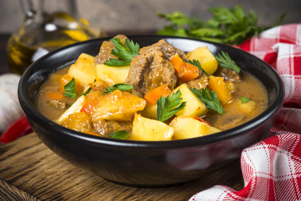 Goulash with meat and vegetables. Beef stew. - Photo, Image