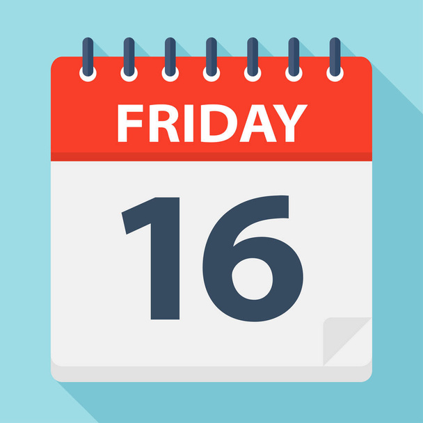 Friday 16 - Calendar Icon - Vector Illustration - Vector, Image