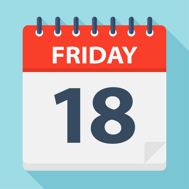 Friday 18 - Calendar Icon - Vector Illustration - Διάνυσμα, εικόνα