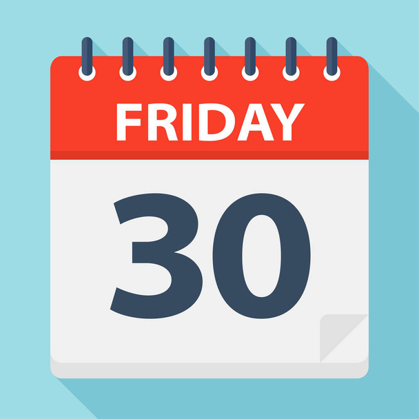 Friday 30 - Calendar Icon - Vector Illustration - Vector, Image