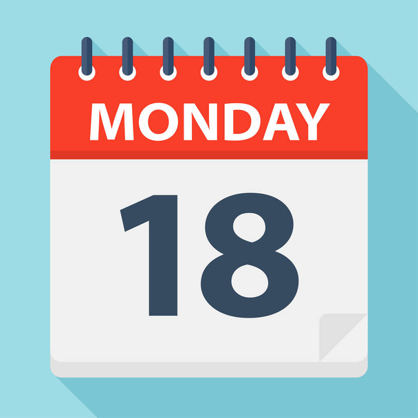 Monday 18 - Calendar Icon - Vector Illustration - Vector, Image